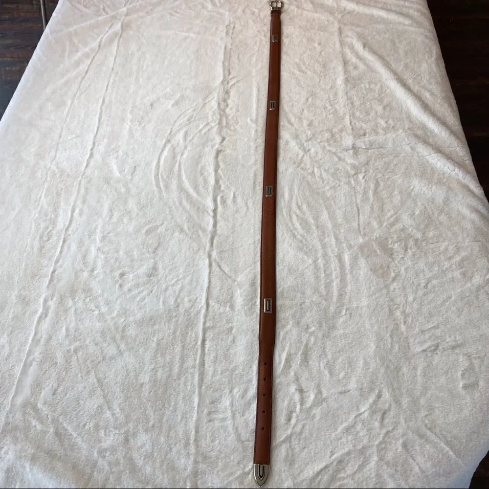 Tan Leather Belt With Silver Accents Size 44